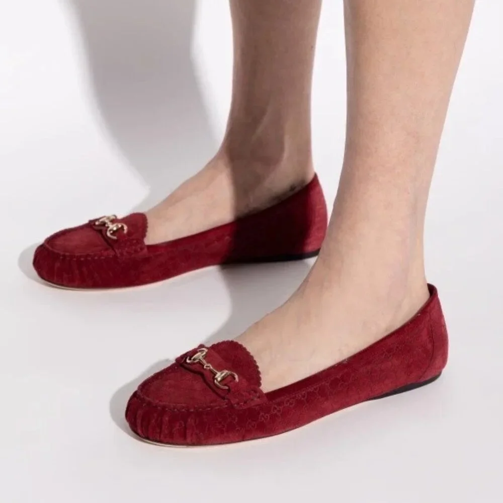 NEW GUCCI Women's Suede Kensington Horsebit Loafers EU 39.5 US 9.5 Ballet Flats - Picture 2 of 11